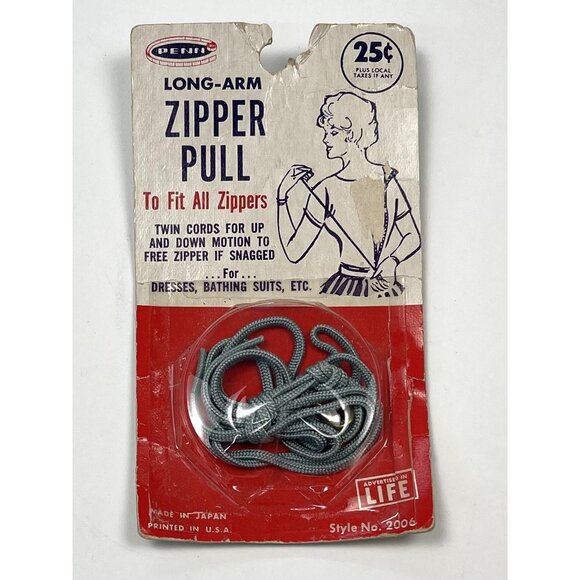 VTG PENN Long-Arm ZIPPER PULL Twin Cords for Dresses Tops Japan 2006 NOS NEW - Picture 1 of 2